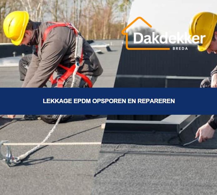 Waterinfiltratie in een dak bedekt met EPDM-folie, meestal door slijtage, scheuren of foutieve installatie.