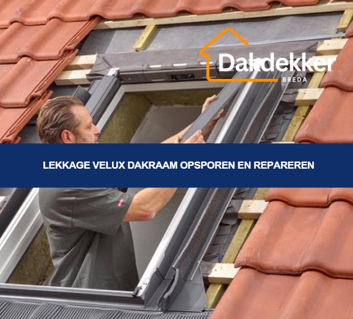 Lekkages rond een Velux dakraam door slecht geplaatste afdichtingen of slijtage van materialen.